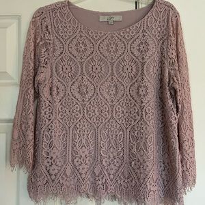 Loft Blush Pink Lace Blouse